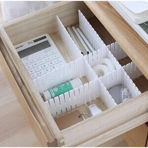 8pcs Drawer Divider Organizers, Plastic Adjustable Grid- White
